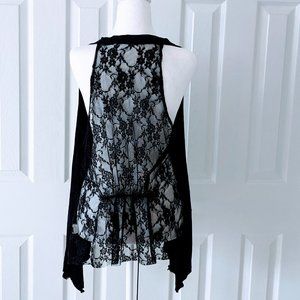 B'LEEV Women's Open Lace Back Vest Wrap  Size L  Black